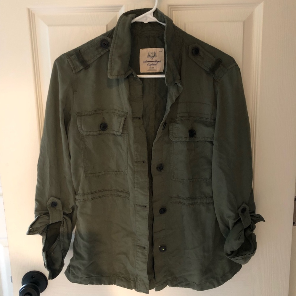 Womens American Eagle Green Utility Jacket Shirt